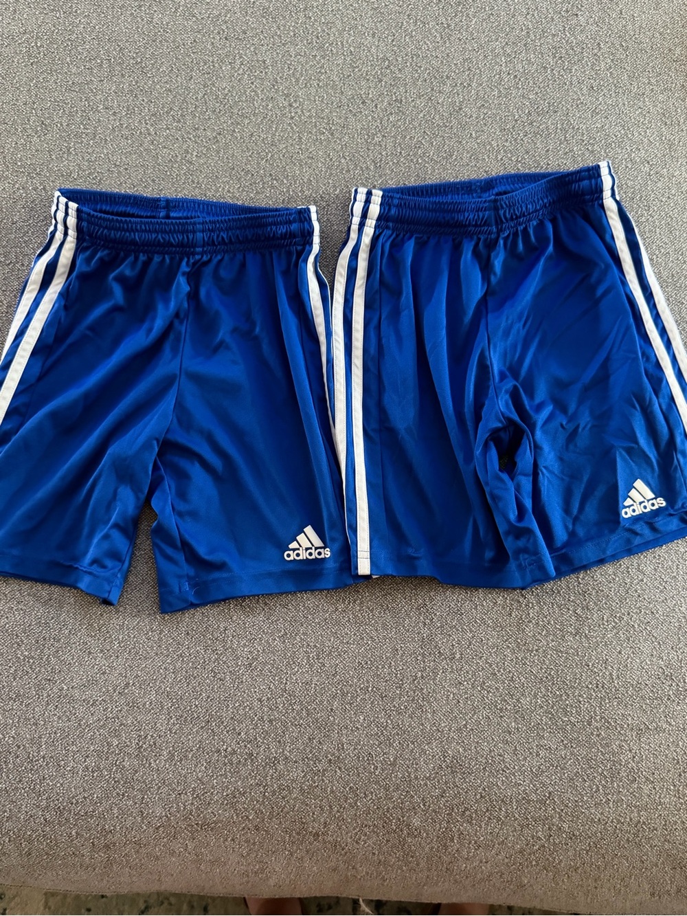 adidas Royal Blue Kids Athletic Shorts with White Stripes Set of 2